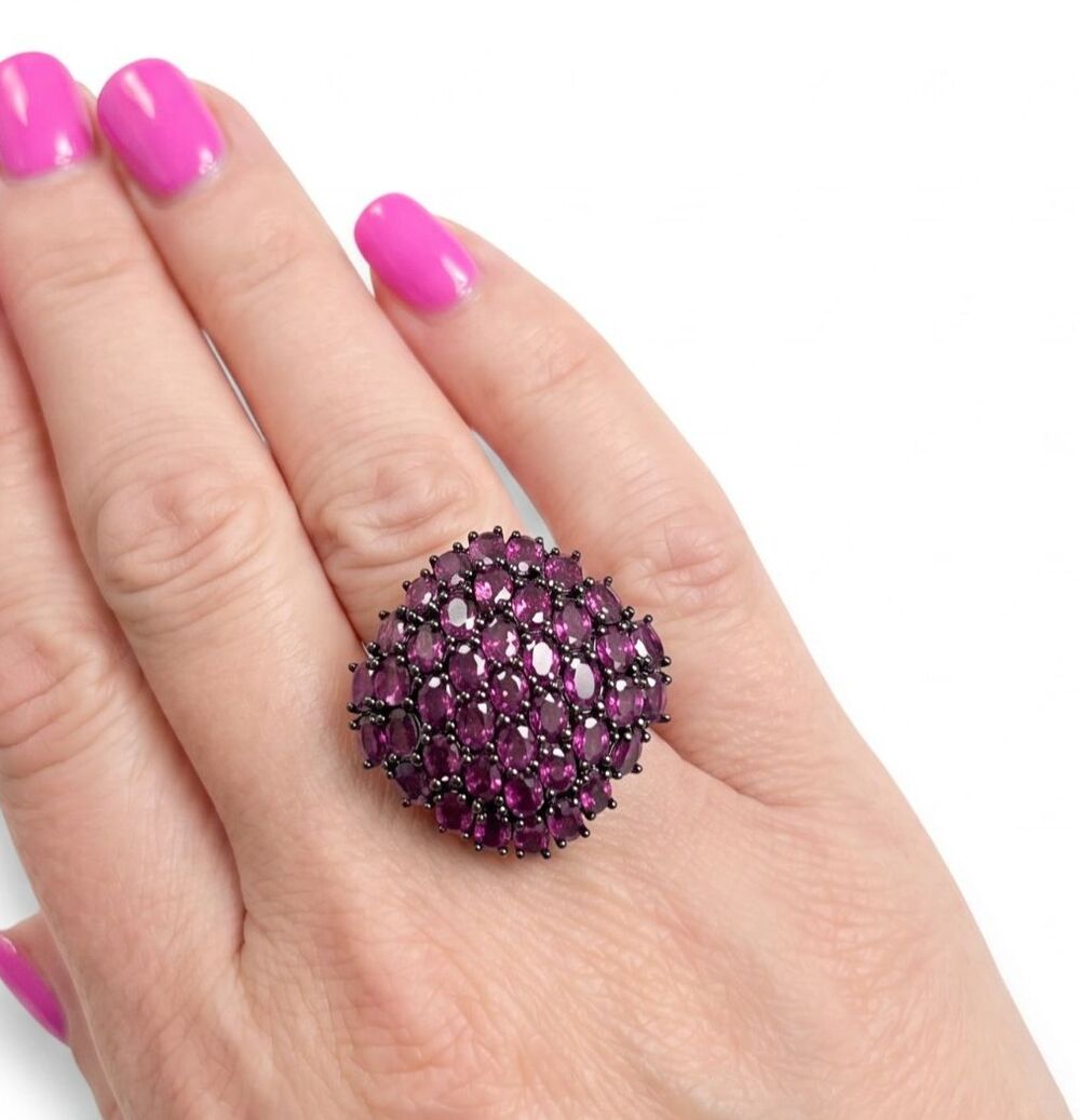 925 Sterling Silver Ring Pink Sapphire Gemstone Jewelry Size 10 Cocktail Large